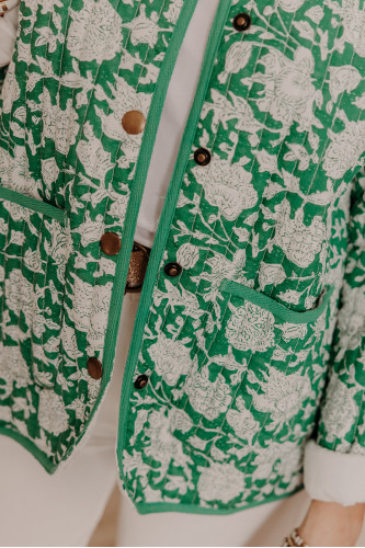 veste matelassée verte imprimée