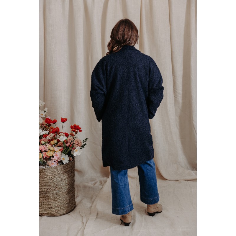Manteau Long Femme Burton Bleu Marine - Laine - Taille 42 Neuf Avec étiquettes