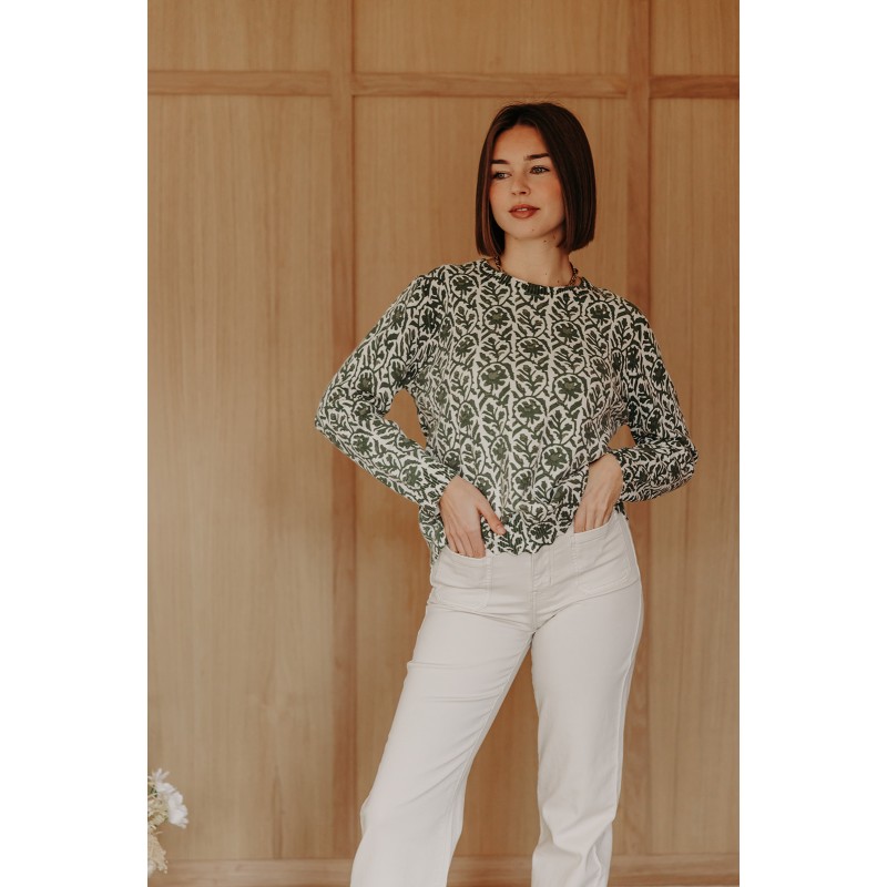 Pull imprimé olive femme BILAL - mlle Cabestan