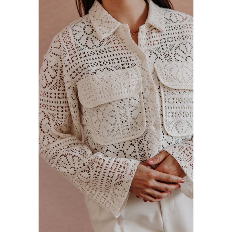 Veste en crochet écrue femme VIMERINDA - mlle Cabestan