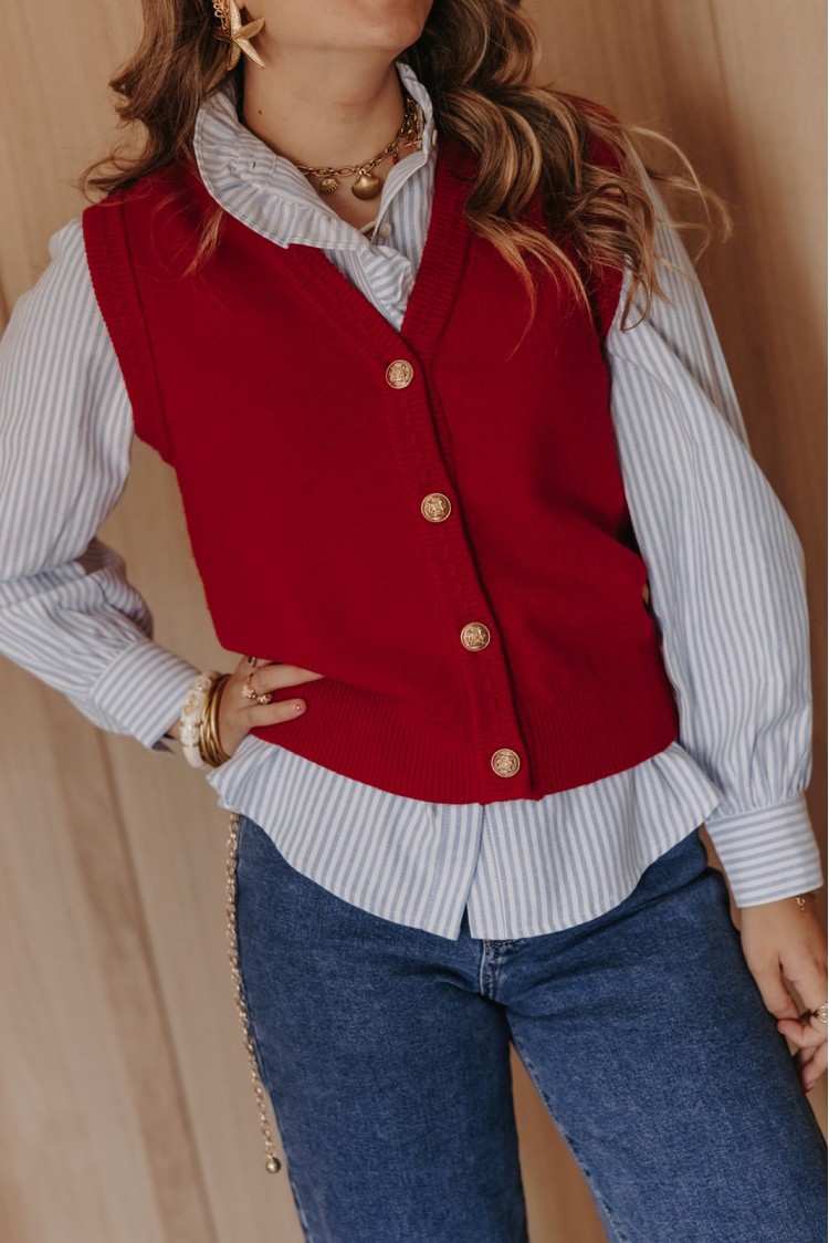 Gilet (veste Sans Manches) Femme Scott McClintock - Rouge Et Or, Taille 4, Occasion Très Bon état, Formel