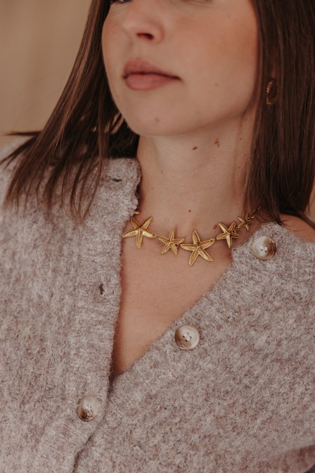 Zoom sur le collier posé sur une plaque. Zoom sur le collier posé sur une plaque.
