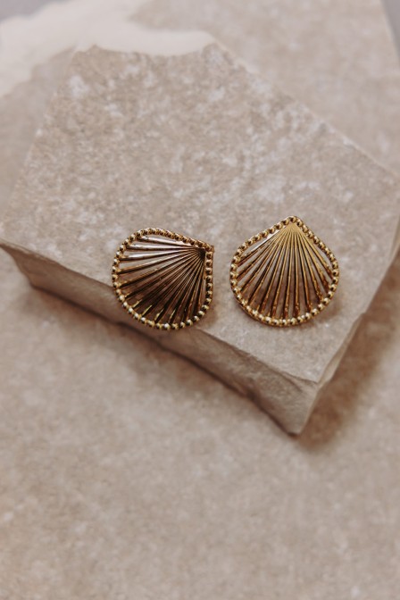 Femme avec une paire de boucles dorées. Femme avec une paire de boucles dorées.